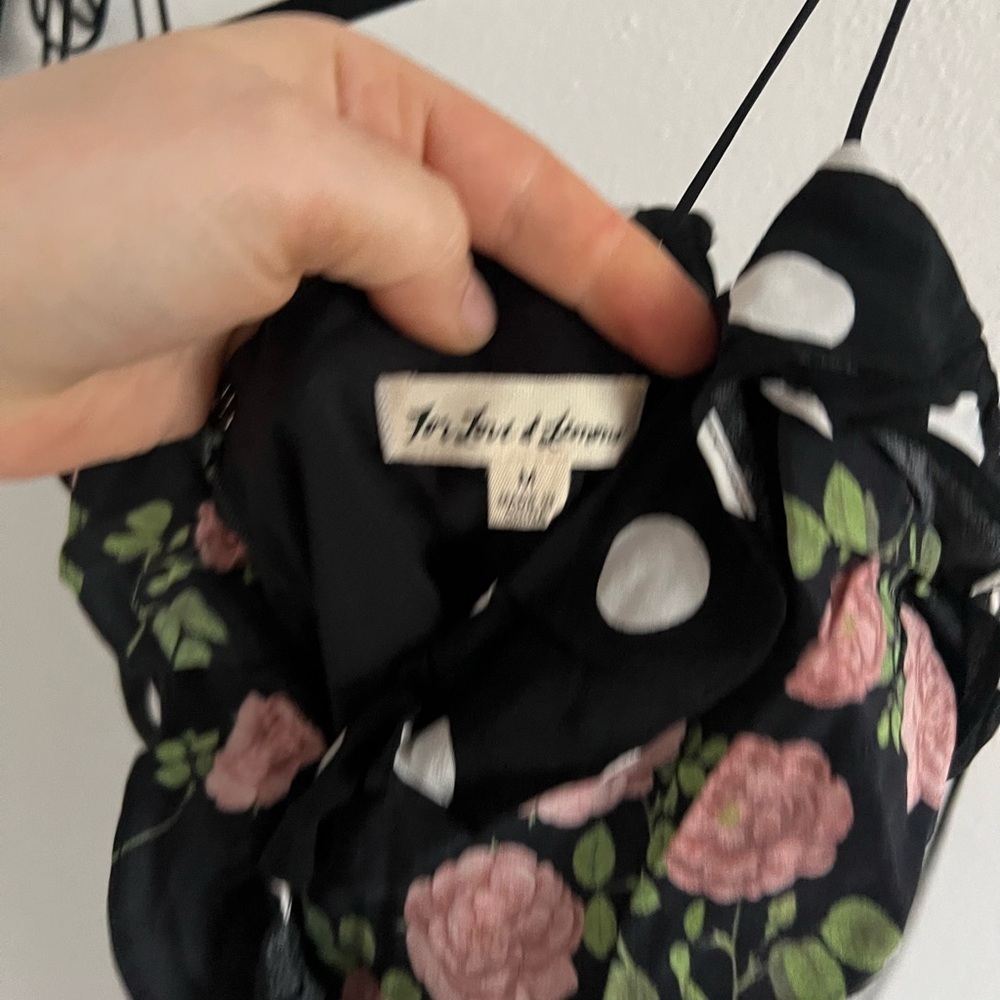 FOR LOVE & LEMONS MOCHI SHIRRED MINI DRESS Floral and Polka Dot Mini Dress, M - Picture 3 of 5